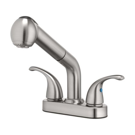 BAKEBETTER Essentials Two Handle Brushed Nickel Pull-Out Kitchen Faucet BA2513302